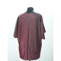 Błyszcząca wieczorowa tunika Oversize z dekoltem - burgund